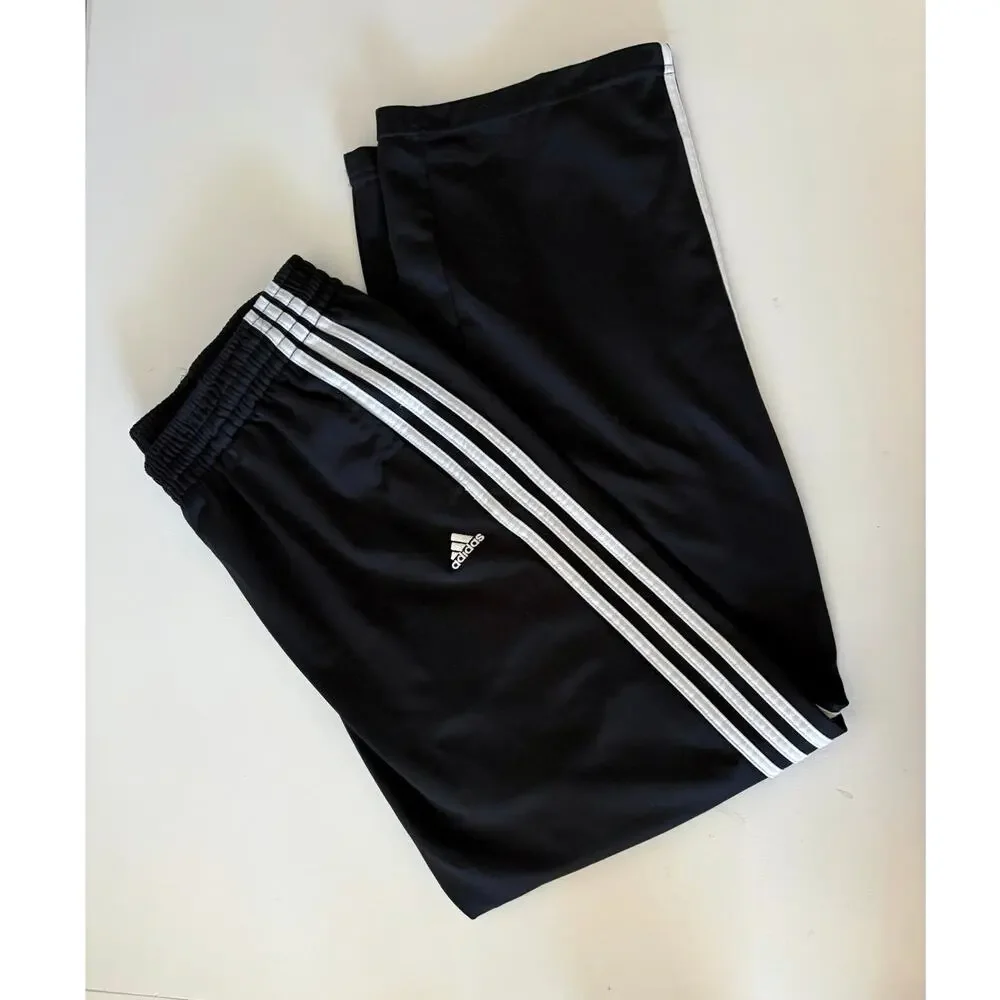 Adidas 3 stripe black Track Pants streetwear sporty retro collegiate soccer y2k